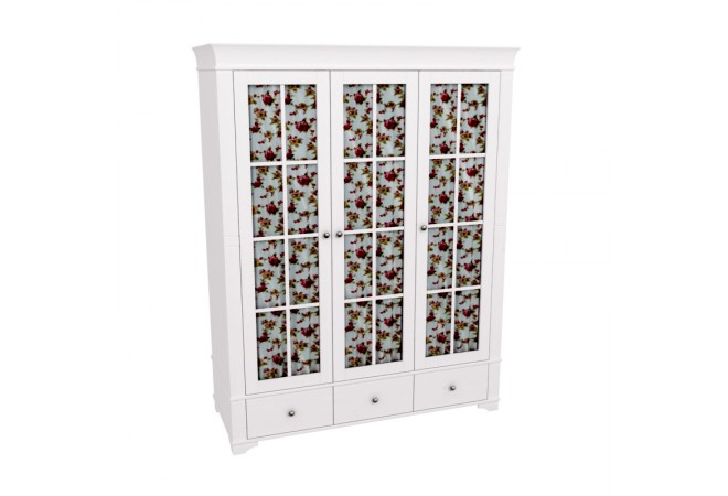 Шкаф 3х дверный со стеклянными дверями Бейли белый воск Шкаф 3х дверный со стеклянными дверями Бейли белый воск