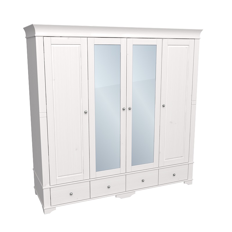 Шкаф Бейли 4-х дверный с 2 глухими дверями и 2 зеркальными дверями Шкаф Бейли 4-х дверный с 2 глухими дверями и 2 зеркальными дверями