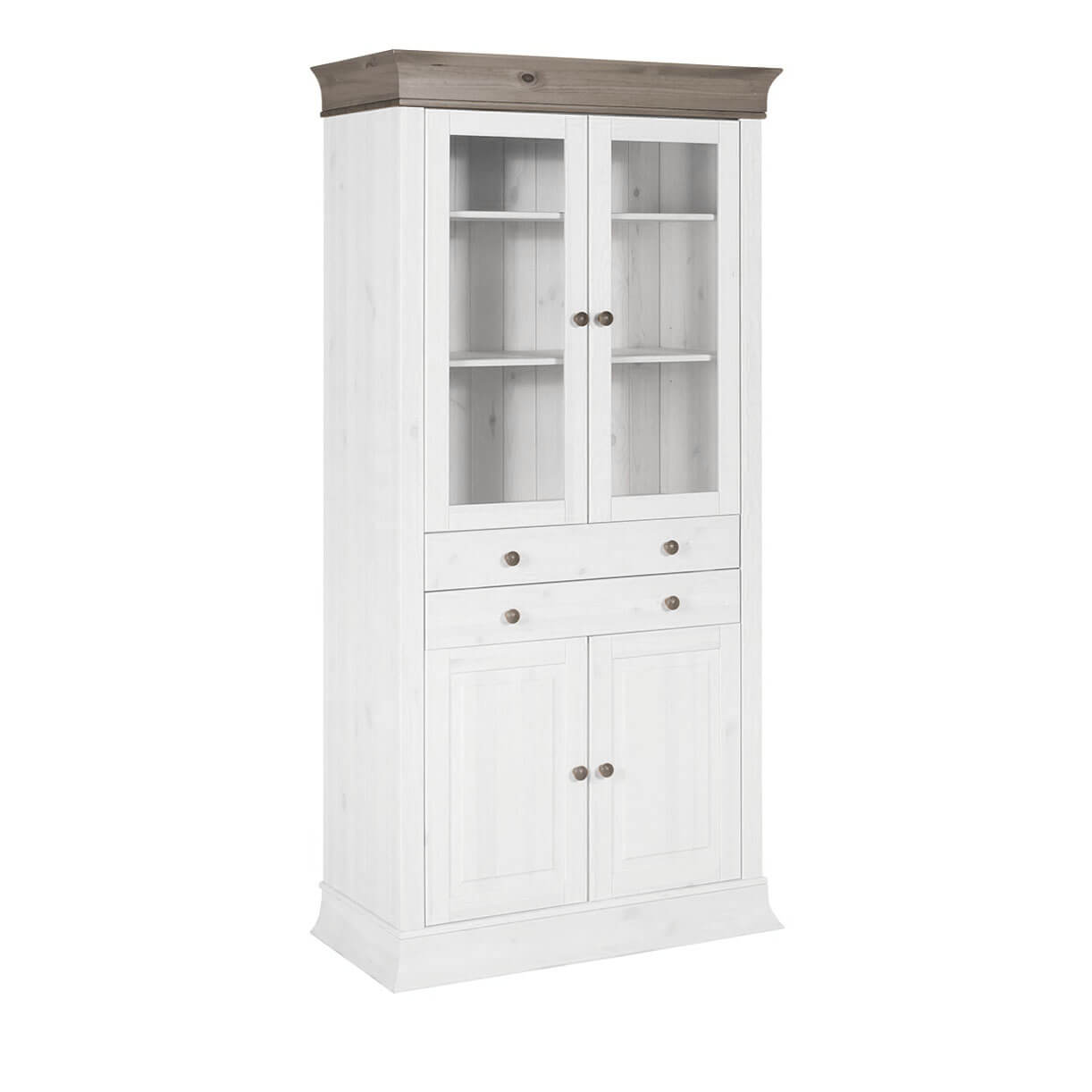 Шкаф Бостон 4+2 Белый воск+серый - картинка 1 Шкаф Бостон 4+2 Белый воск+серый - картинка 1