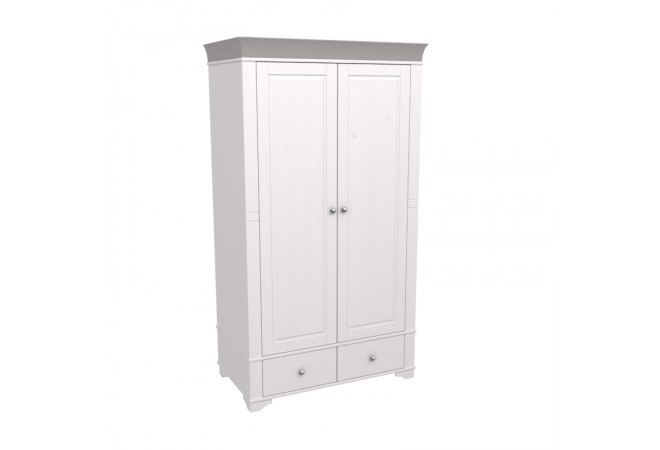 купить Шкаф деревянный 2х дверный Бейли белый воск/антрацит Шкаф деревянный 2х дверный Бейли белый воск/антрацит