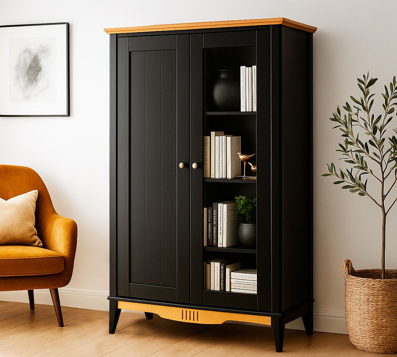 Шкаф для посуды 11 Пенни блэк/антик 24 купить в Москве Шкаф для посуды 11 Пенни блэк/антик 24 картинка 1