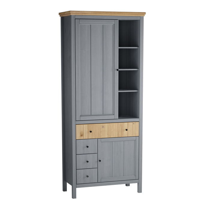 Шкаф для посуды 1113 глухие двери серый 7046/антик фото Шкаф для посуды 1113 глухие двери серый 7046/антик фото