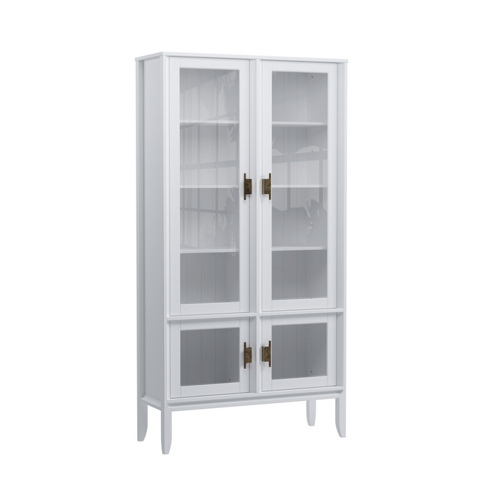 Шкаф для посуды Бридж широкий с 4-мя стеклянными дверями белый лак картинка 1 Шкаф для посуды Бридж широкий с 4-мя стеклянными дверями белый лак картинка 1