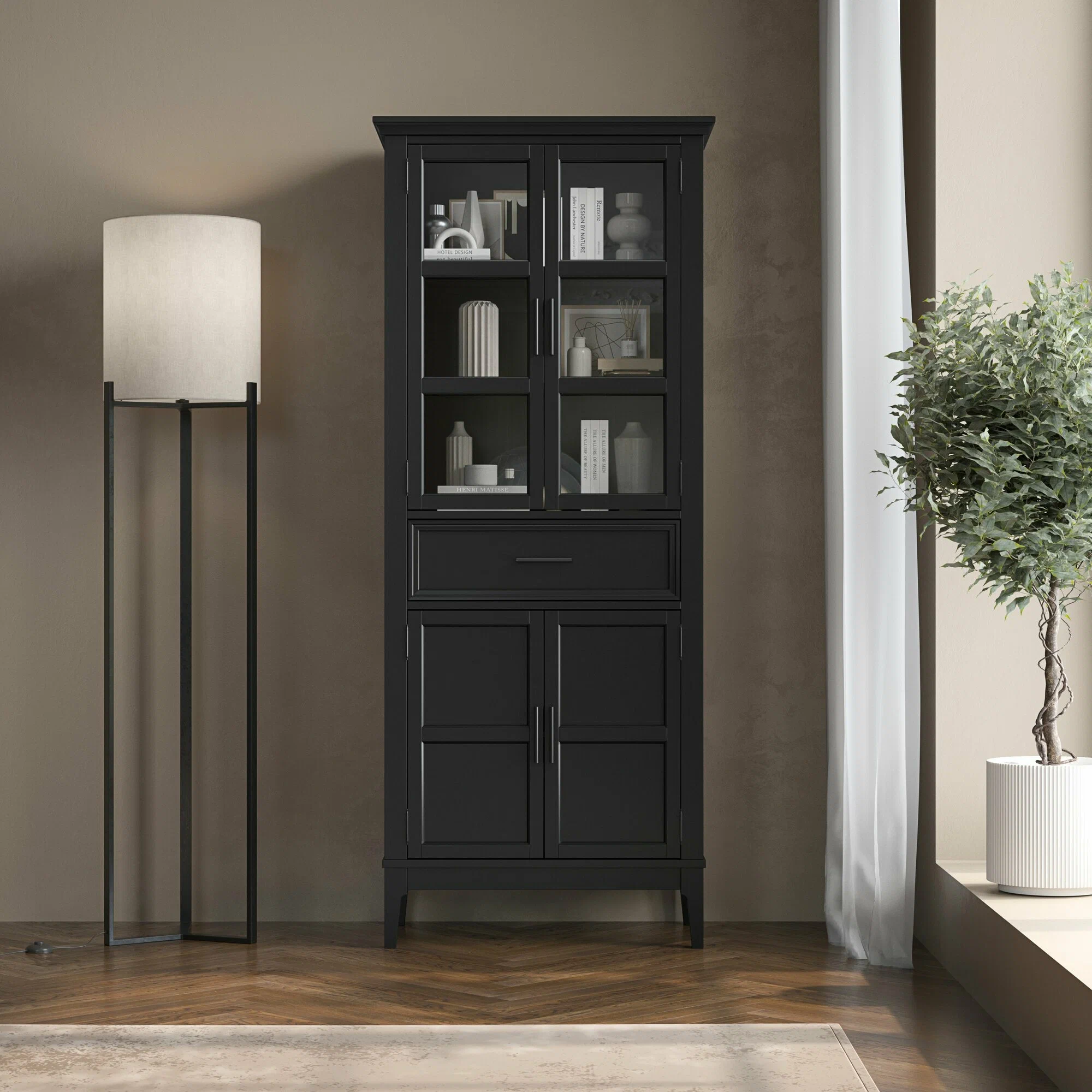 Шкаф для посуды Квадро-С 221-185 Блэк купить в Москве Шкаф для посуды Квадро-С 221-185 Блэк картинка 1