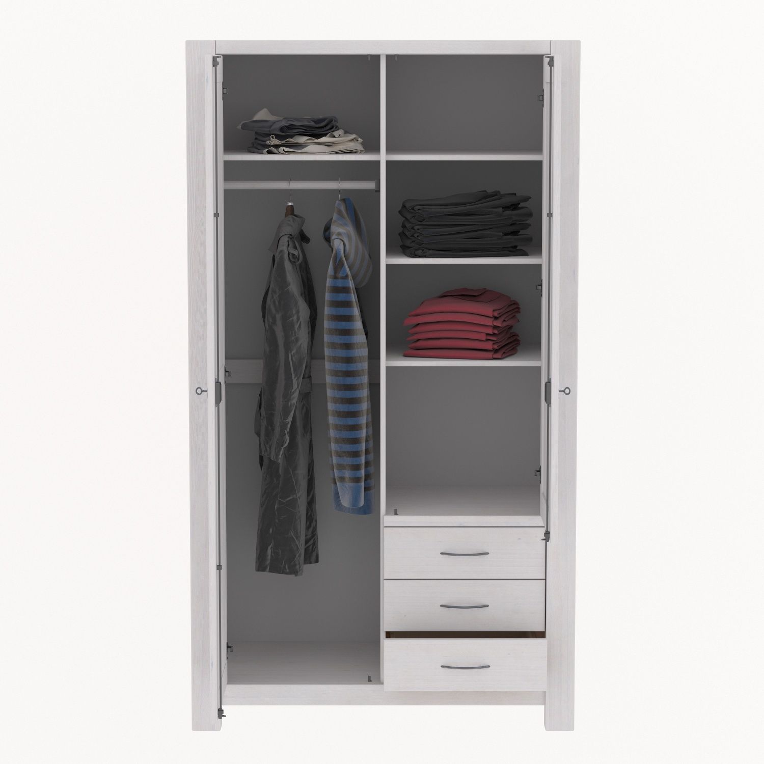 Шкаф Фьорд 113 белый воск деревянный комбинированный Шкаф Фьорд 113 белый воск картинка 3