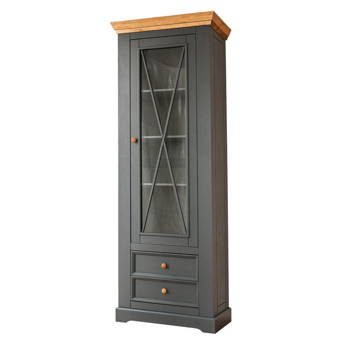 Шкаф Форест для посуды узкий серый 7012/бейц-масло картинка 1 Шкаф Форест для посуды узкий серый 7012/бейц-масло картинка 1