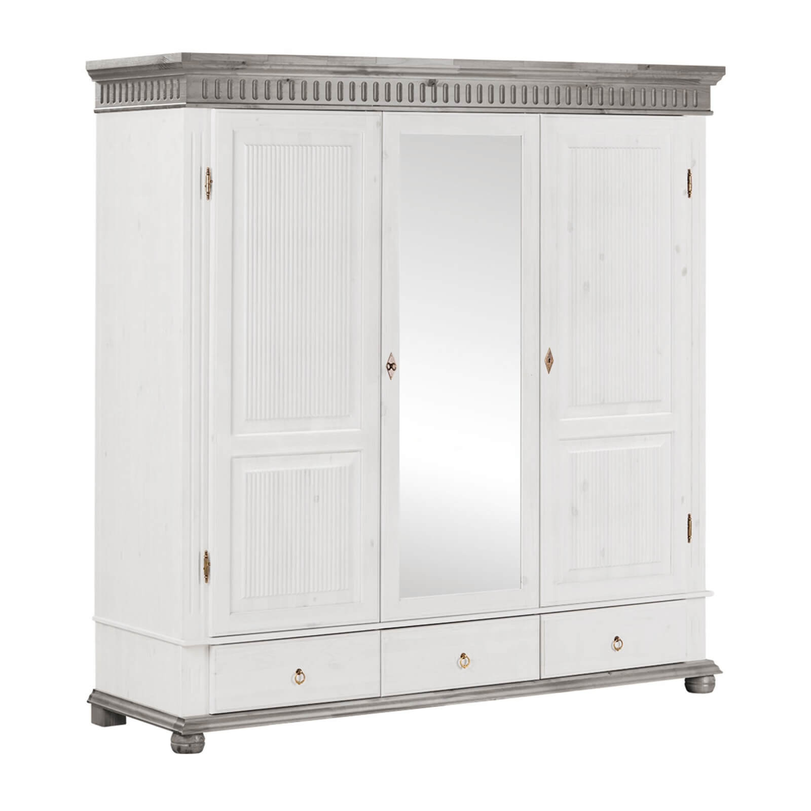 Шкаф Хельсинки 3-SP-GT- М Белый воск+серый - картинка 1 Шкаф Хельсинки 3-SP-GT- М Белый воск+серый - картинка 1