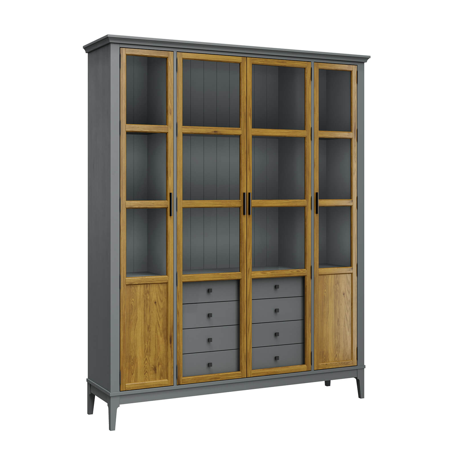 Шкаф книжный Квадро-С 422С/04 серый 7042 + антик 24 массив сосны картинка 1 Шкаф книжный Квадро-С 422С/04 серый 7042 + антик 24 массив сосны картинка 1