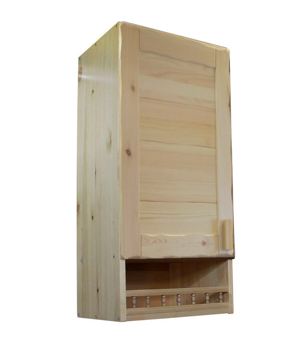 Шкаф настенный 1 дверь 500 мм с балкончиком массив сосны | Кухня Скандинавия Шкаф настенный с балкончиком (1 дверь)