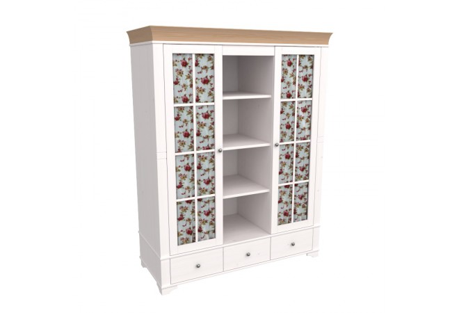 Шкаф с 2-мя стеклянными дверями и полками Бейли белый воск/антик Шкаф с 2-мя стеклянными дверями и полками Бейли белый воск/антик