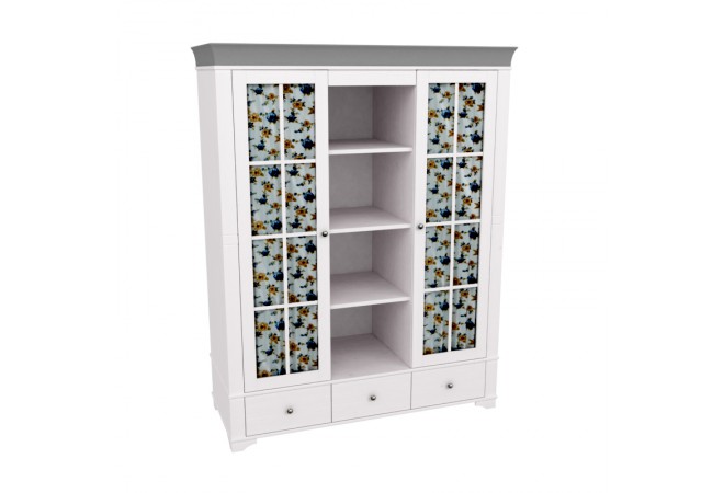 Шкаф с 2-мя стеклянными дверями и полками Бейли белый воск/антрацит Шкаф с 2-мя стеклянными дверями и полками Бейли белый воск/антрацит