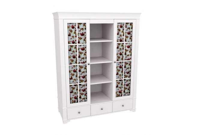 Шкаф с 2-мя стеклянными дверями и полками Бейли белый воск Шкаф с 2-мя стеклянными дверями и полками Бейли белый воск