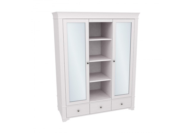 Шкаф с 2-мя зеркальными дверями и полками Бейли белый воск Шкаф с 2-мя зеркальными дверями и полками Бейли белый воск