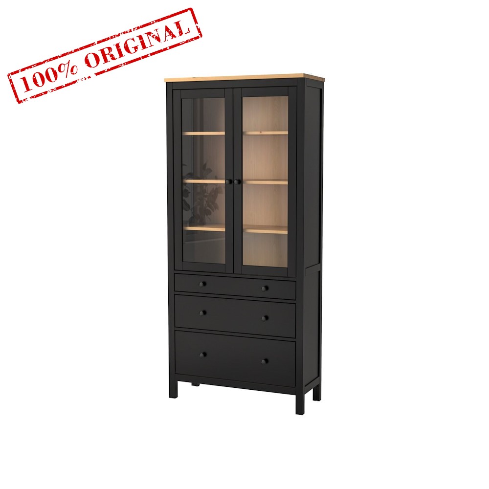 Шкаф-витрина ХЕМНЭС ориг. венге / светло-коричневый - фото 1 Шкаф-витрина ХЕМНЭС ориг. венге / светло-коричневый - фото 1