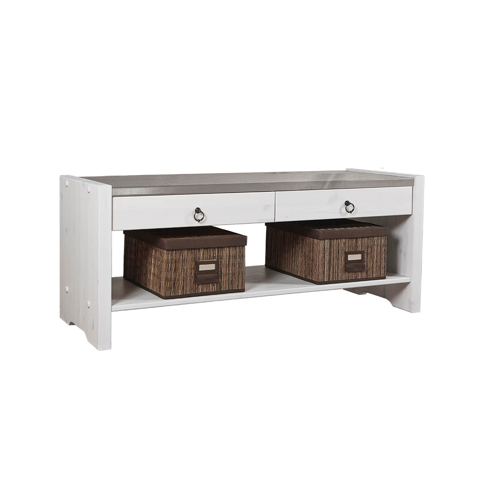 Скамья Бостон(Стокгольм)-115 белый воск+серый - картинка 1 Скамья Бостон(Стокгольм)-115 белый воск+серый - картинка 1