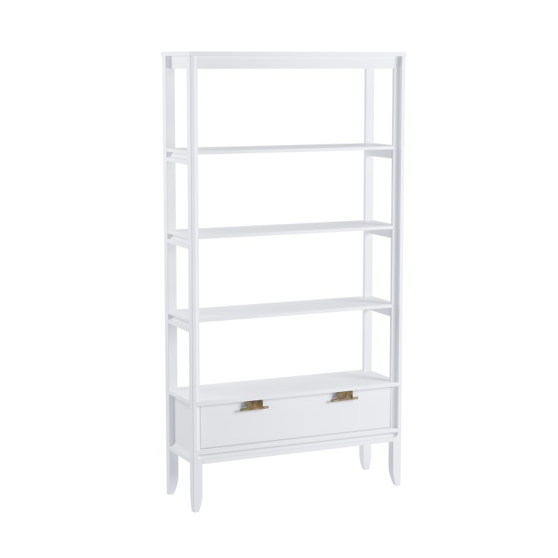 Стеллаж Бридж сквозной широкий с 1 ящиком белый лак Стеллаж Бридж сквозной широкий с 1 ящиком белый лак