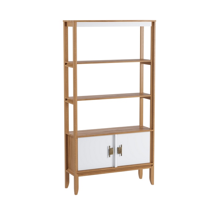 Стеллаж Бридж сквозной широкий с 2 дверями браун/белый лак Стеллаж Бридж сквозной широкий с 2 дверями браун/белый лак