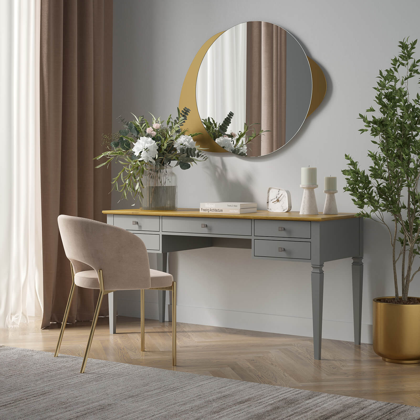 Стол письменный Ольса-С 005 серый №7042 + антик №24 купить в гостиную Стол письменный Ольса-С 005 серый №7042 + антик №24 - картинка 5