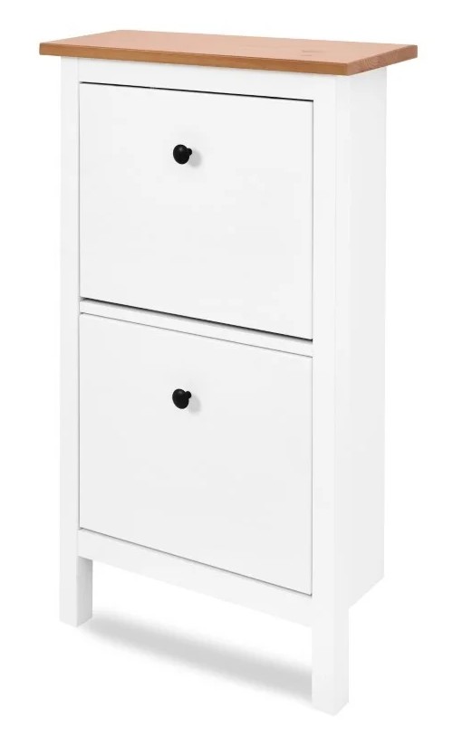 Тумба для обуви 2 ящика ХЕМНЭС КЫМОР 59 белый /светло коричневый - картинка 1 Тумба для обуви 2 ящика ХЕМНЭС КЫМОР 59 белый /светло коричневый - картинка 1