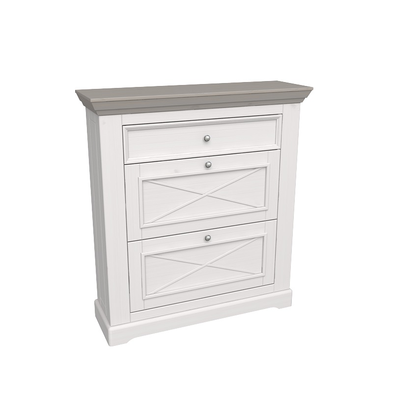 Белая тумба для обуви Форест - два отделения и ящик Белая тумба для обуви Форест - два отделения и ящик