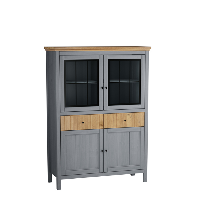 Тумба Сканди 222СТЧ стеклянные двери серый 7046/антик фото Тумба Сканди 222СТЧ стеклянные двери серый 7046/антик фото