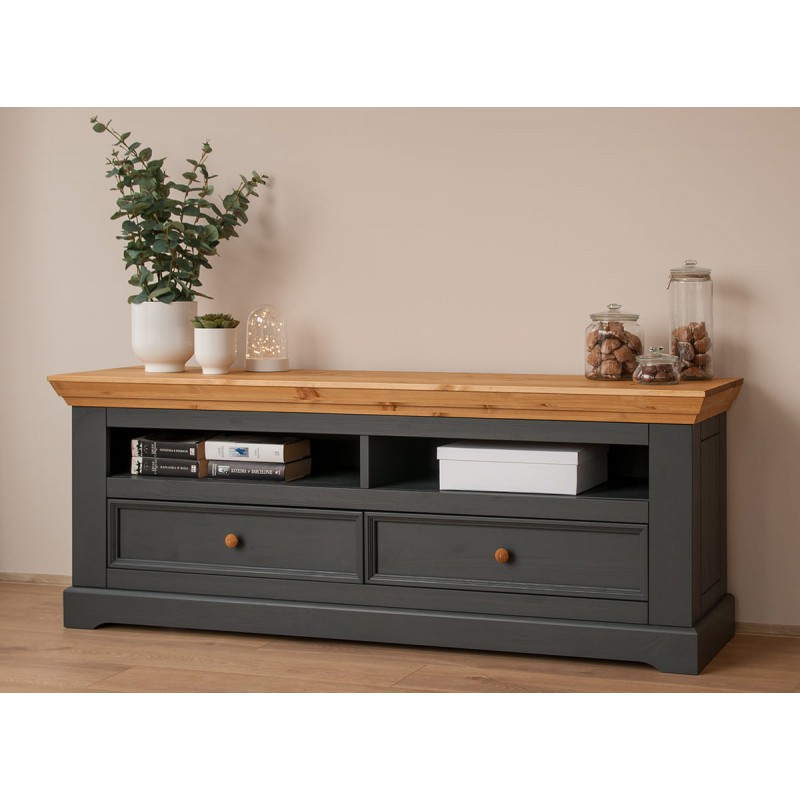 Тумба ТВ Форест 2 ящика серый 7012/бейц-масло картинка 1 Тумба ТВ Форест 2 ящика серый 7012/бейц-масло картинка 1
