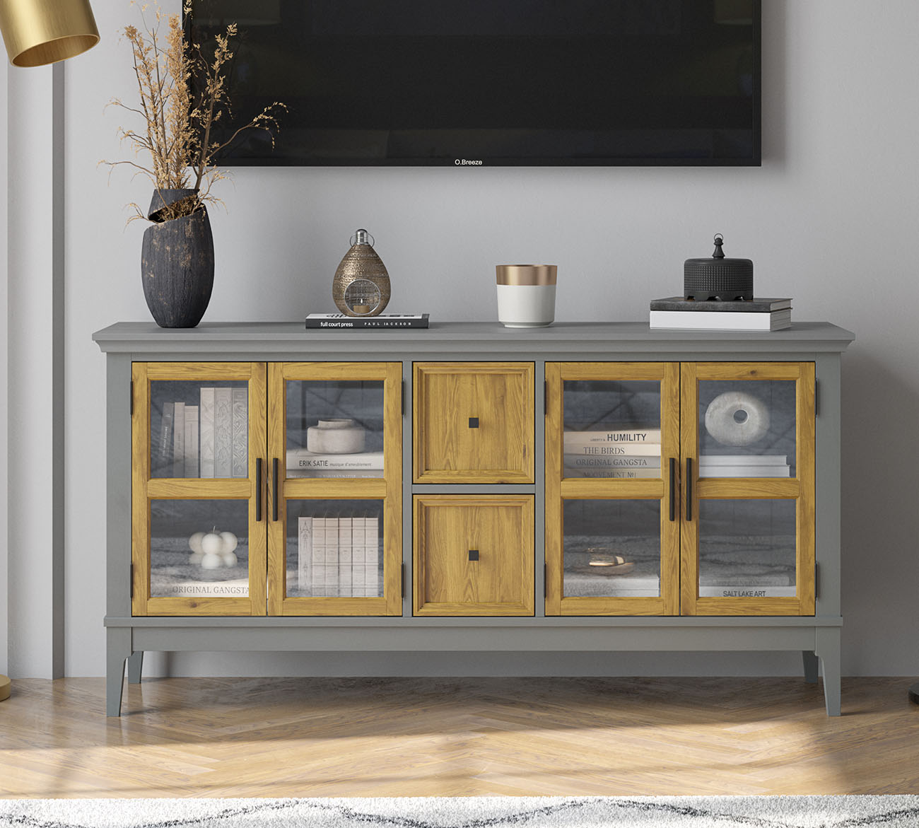 Тумба ТВ Квадро-С 42 серый №7042 + антик №24 купить в Москве Тумба ТВ Квадро-С 42 серый №7042 + антик №24 картинка 1