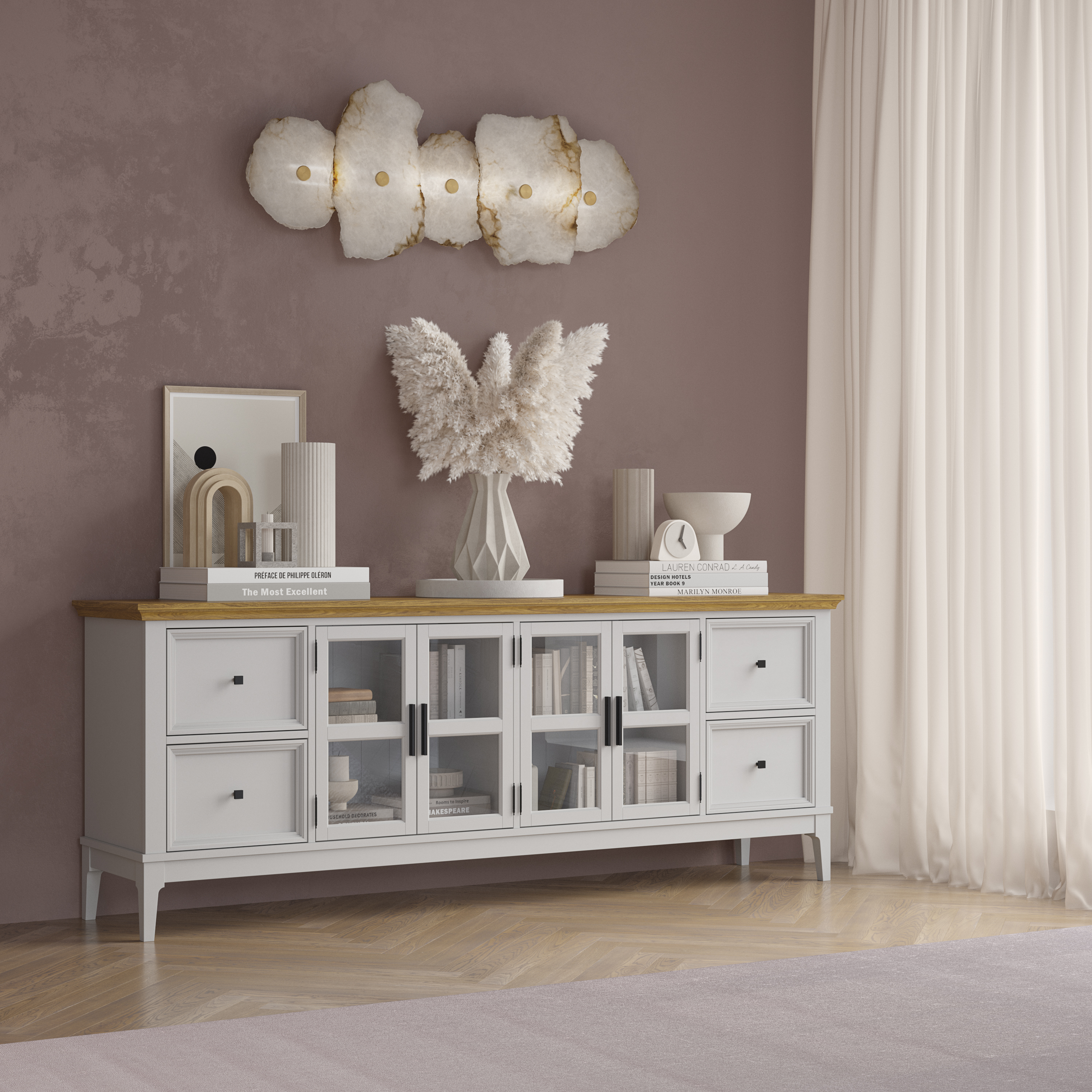 Тумба ТВ Квадро-С 44 Белый лак + антик №24 купить в Москве Тумба ТВ Квадро-С 44 Белый лак + антик №24 картинка 1