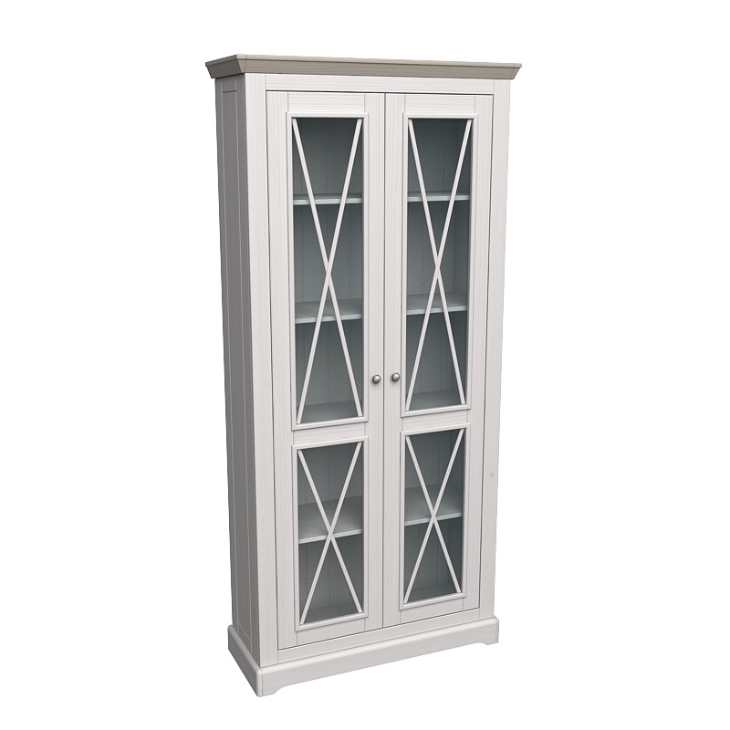 Витрина 2 двери массив сосны Витрина ФОРЕСТ с 2 стеклянными дверями